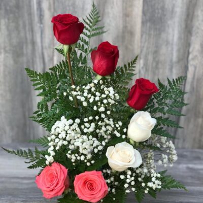 7 Rosas en Madera Mixto