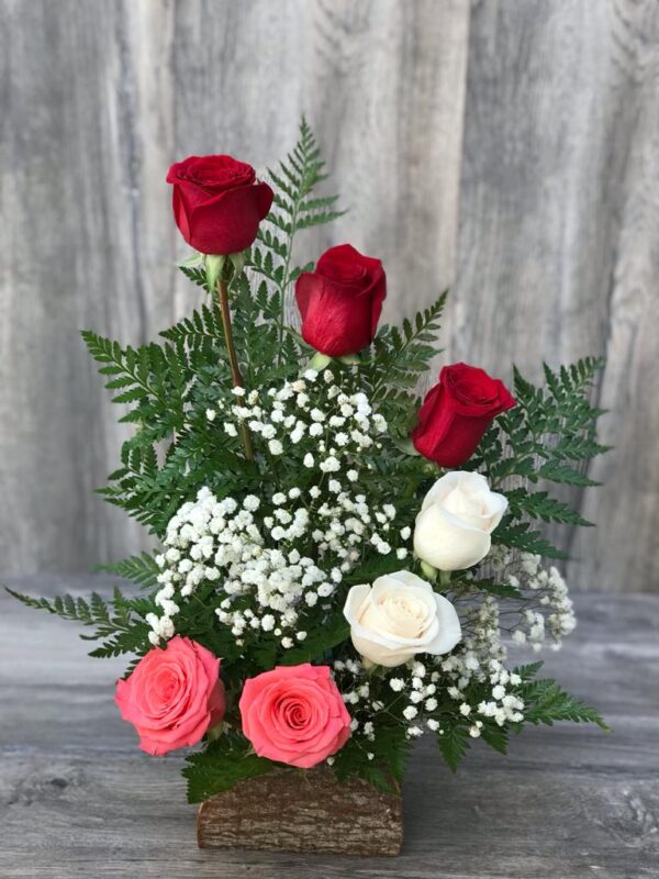 7 Rosas en Madera Mixto